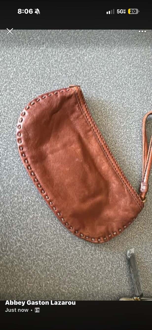 Lucky Brand Leather Wristlet Brown Whipstitch Pouch